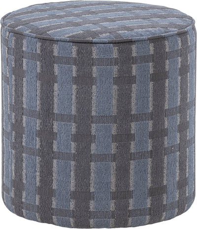 Woood pouf sarli haut design - chenille - gris bleu - 46x46x46