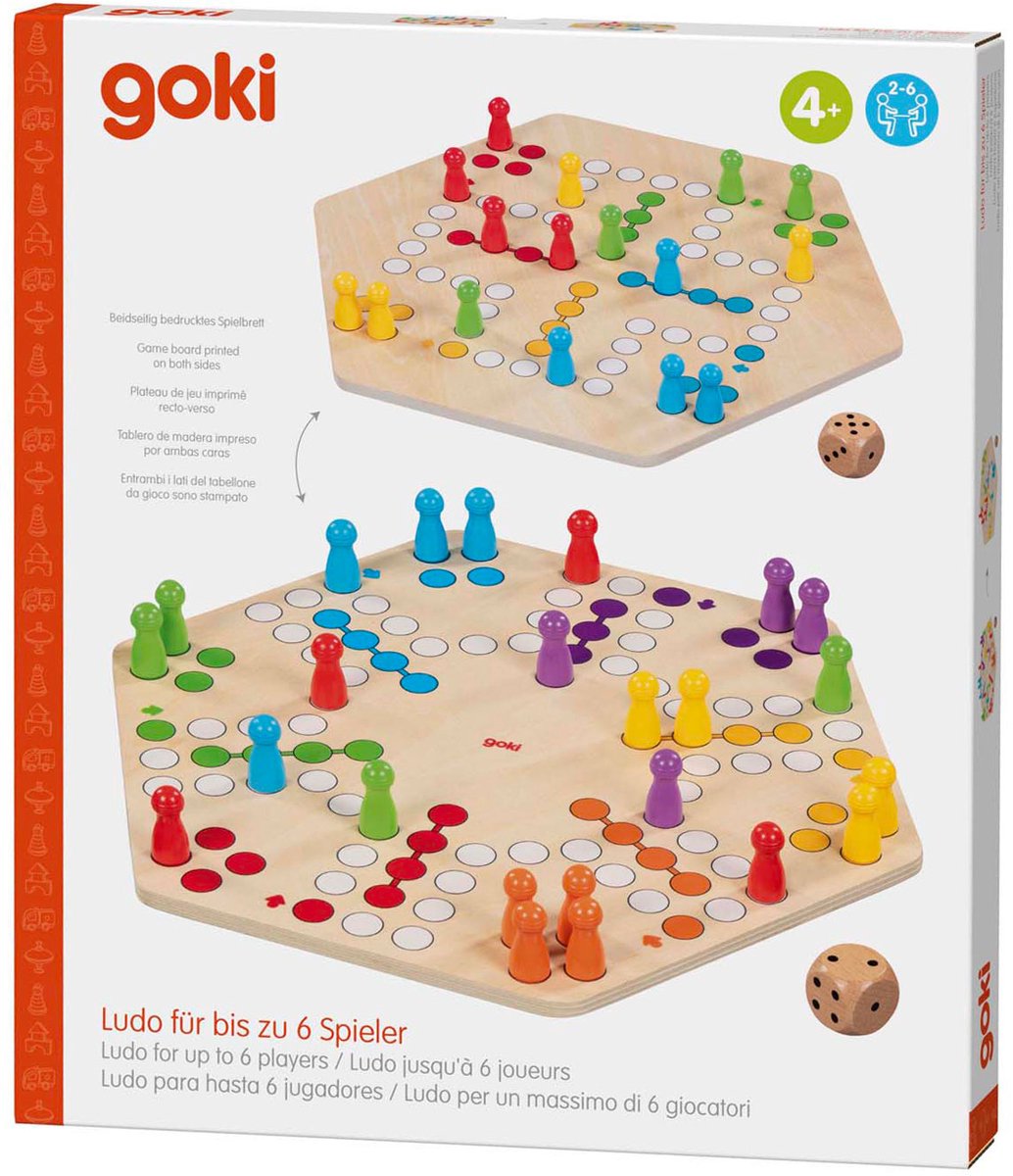 GOKI WOODEN LUDO GAME 6 Joueurs