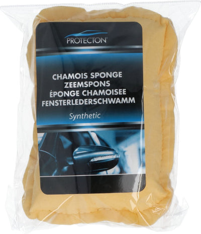 Éponge de chamois Protecton - haut pouvoir absorbant - nettoyage sans traces des vitres de voiture mouillées - également pour la peinture - format pratique - 12x8x4cm