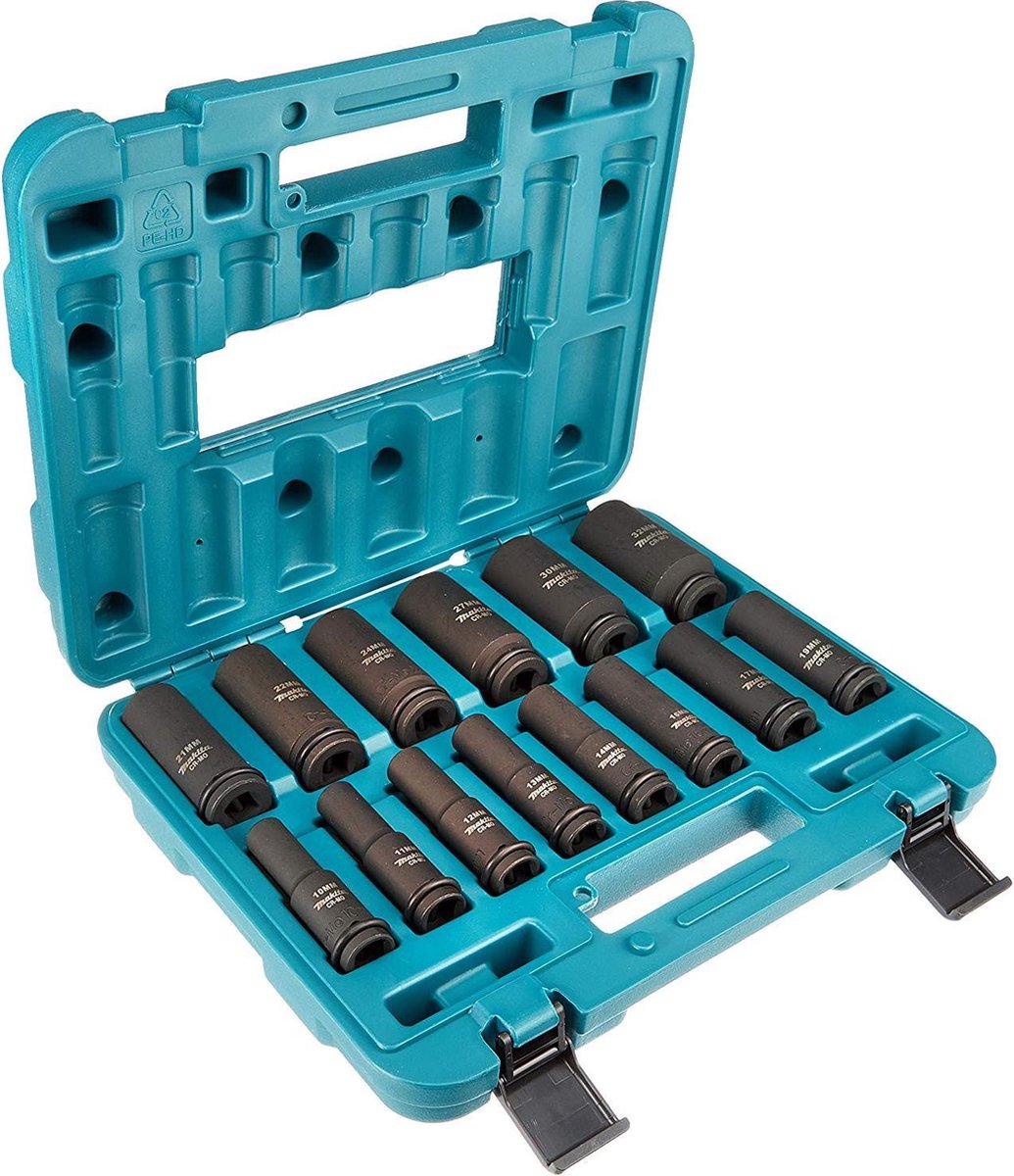 Makita b-52308 jeu de 14 pièces 1 2 douilles à chocs en étui