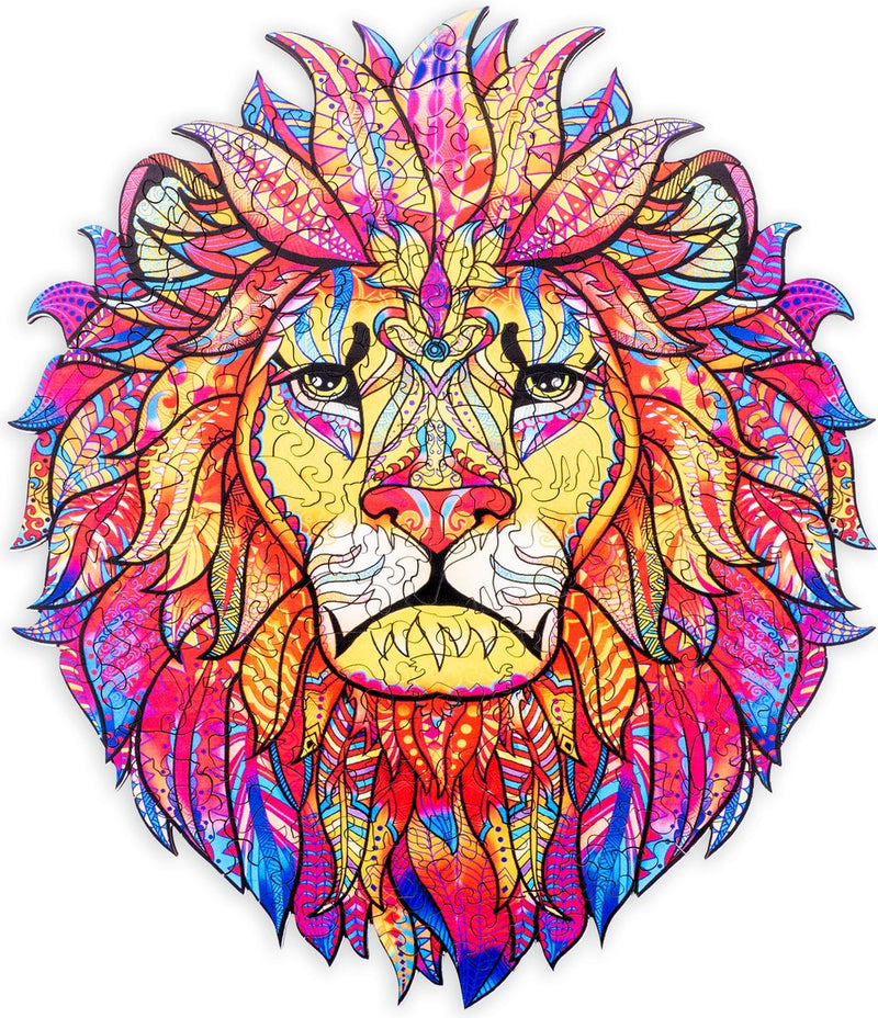 Puzzle en bois Engelhart Lion - 218 pièces de puzzle uniques - Grand puzzle en bois de taille A3 - Jeu de puzzle d'animaux - Jeu de réflexion stimulant - Avec étui de rangement -