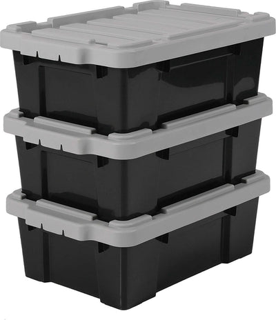 Boîte de rangement Iris power box - 12,5l - plastique - gris noir - lot de 3