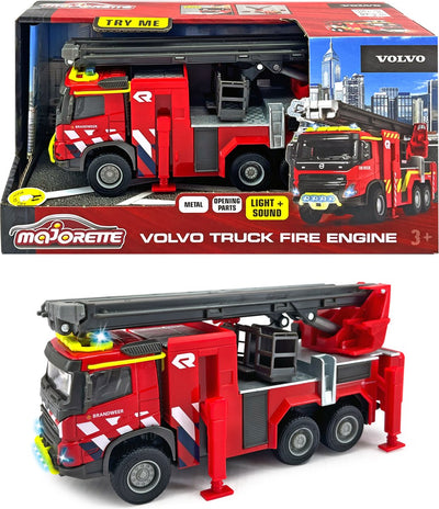 Majorette grande série - camion de pompiers volvo fmx nl - métal - lumière et son - 19 cm - véhicule jouet