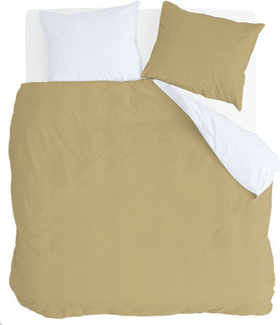 Housse de couette Byrklund Side Way - 240x220 - 100% coton - ocre jaune blanc