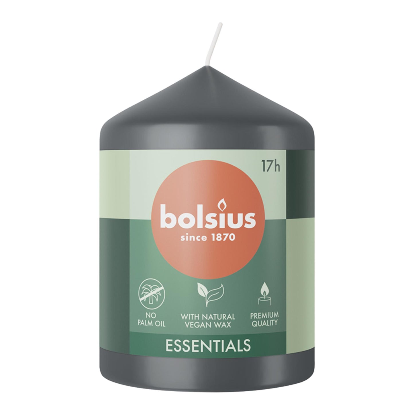 Bougie pilier Bolsius 80 58 gris orageux