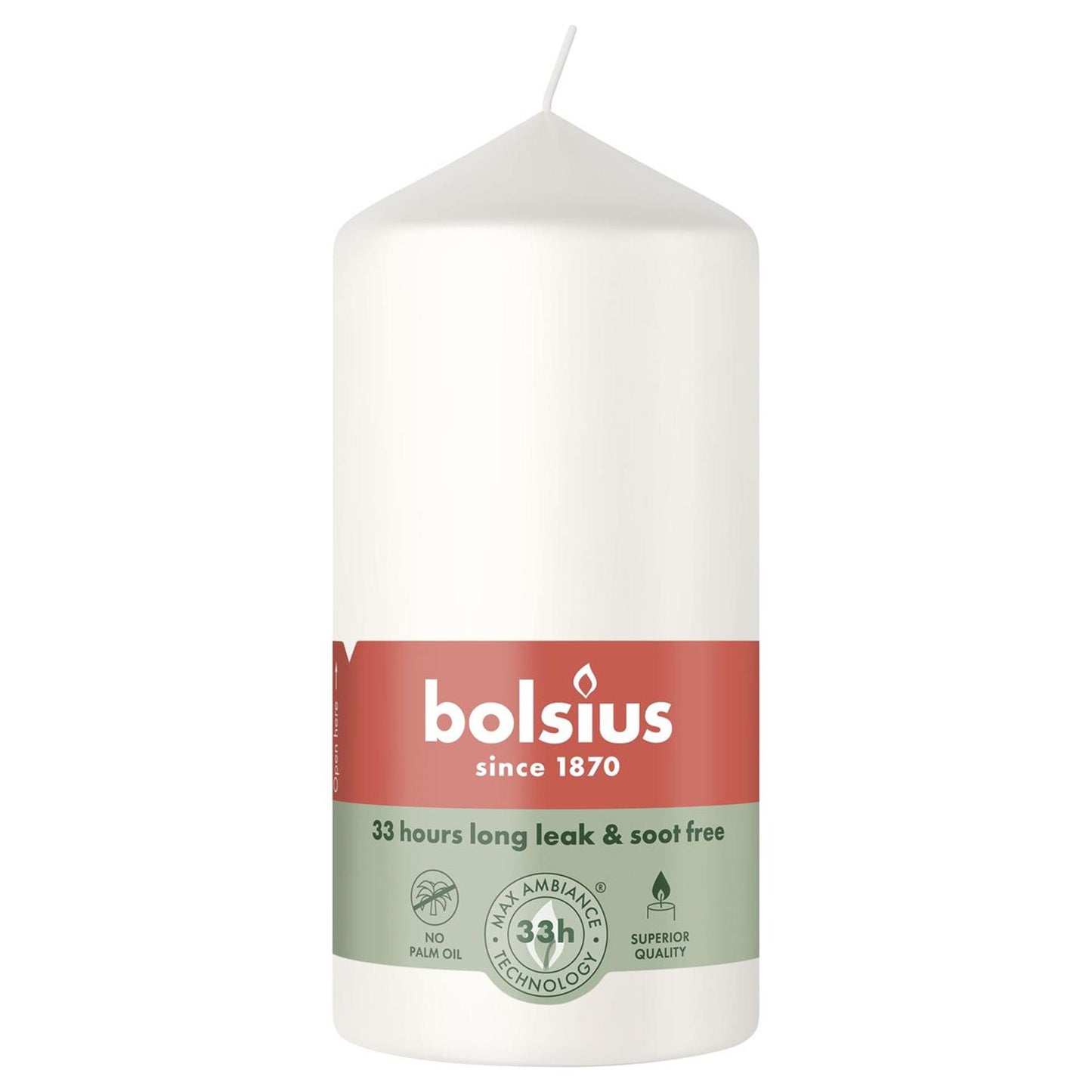 Bougie pilier Bolsius 120 58 blanc nuage