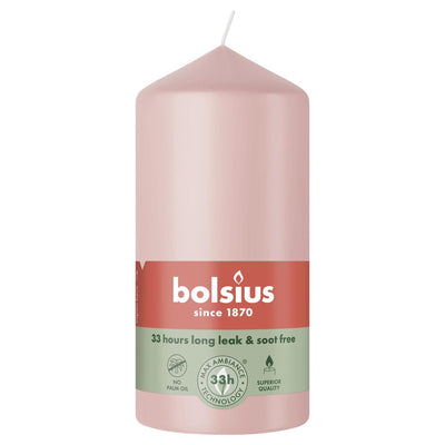 Bougie pilier Bolsius 120 58 rose brumeux