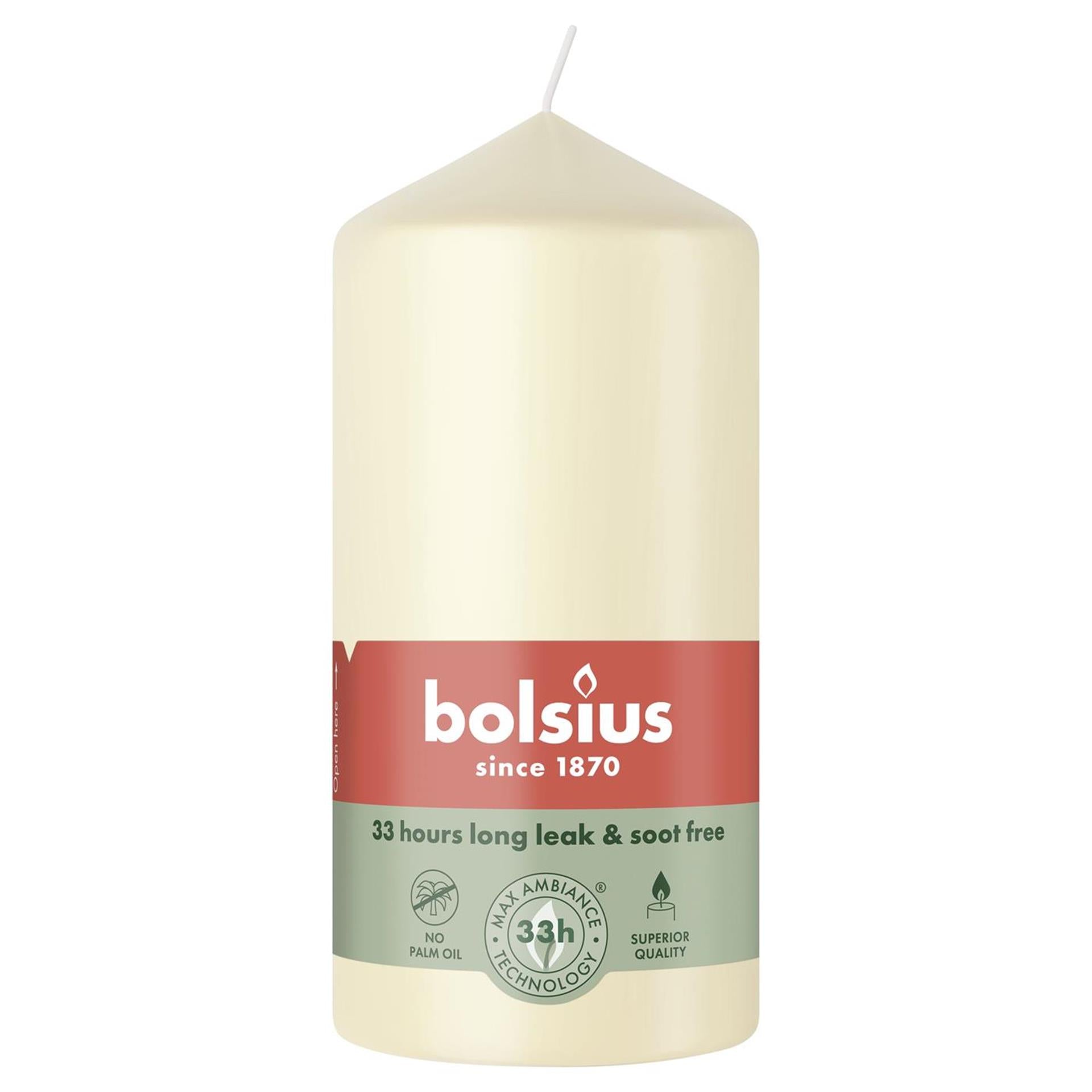 Bougie pilier Bolsius 120 58 perle douce