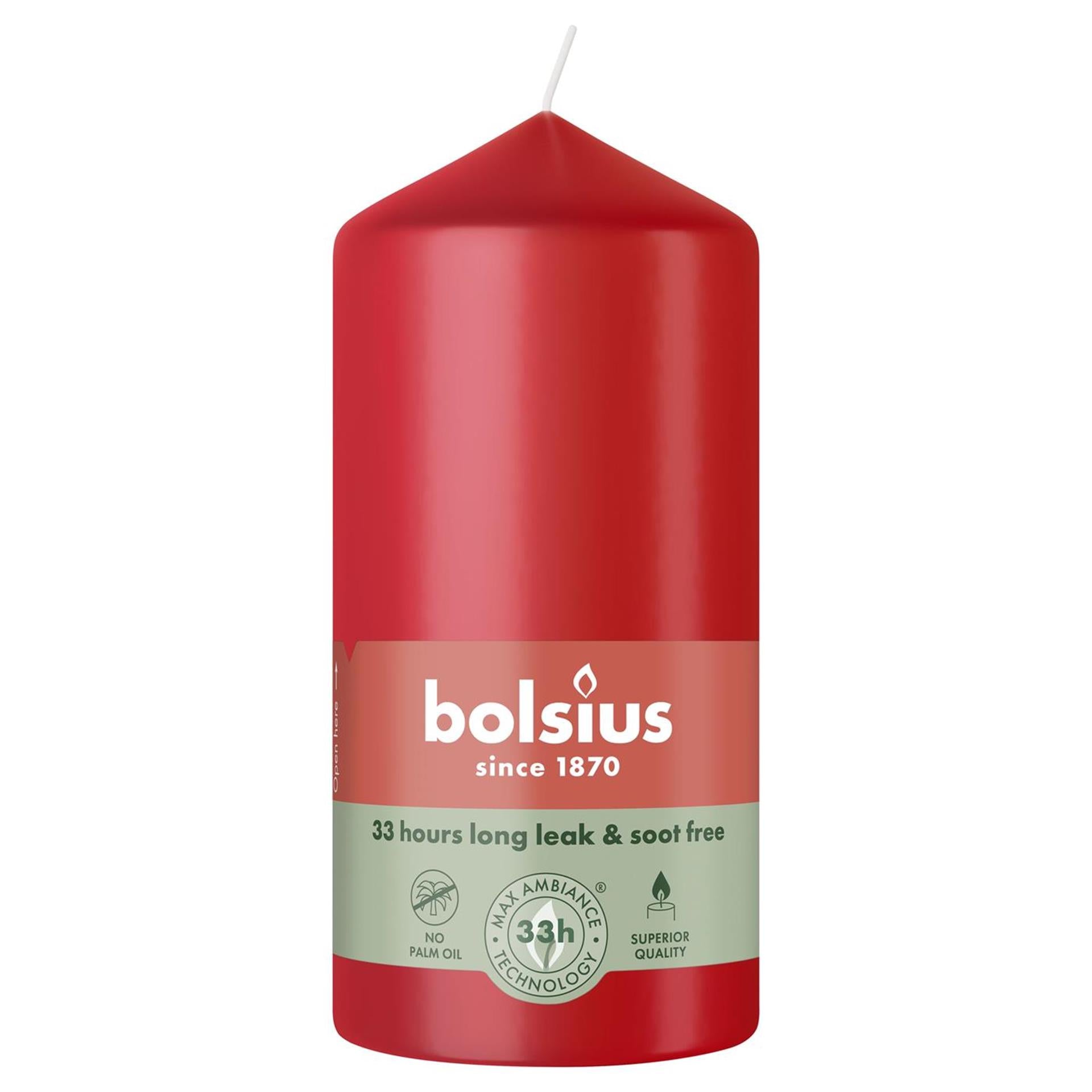 Bougie pilier Bolsius 120 58 rouge délicat