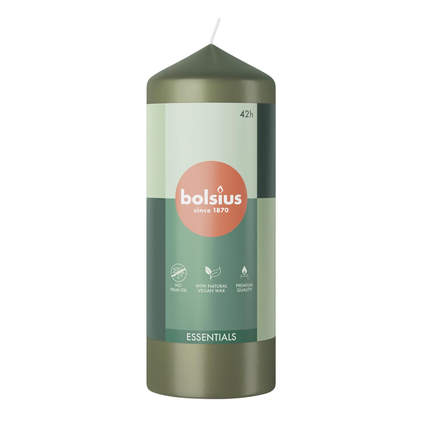 Bougie pilier Bolsius 150 58 olive fraîche