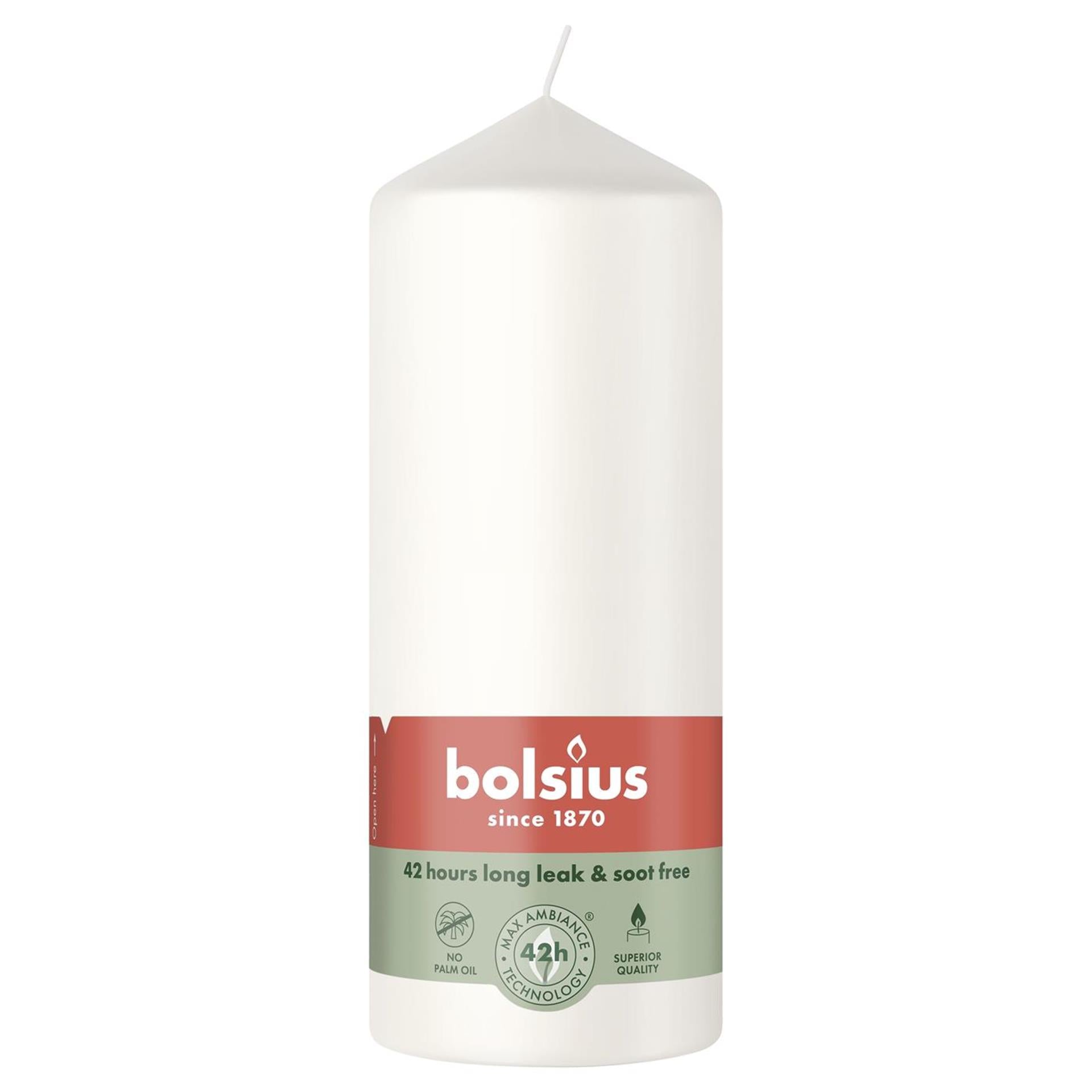 Bougie pilier Bolsius 150 58 blanc nuage