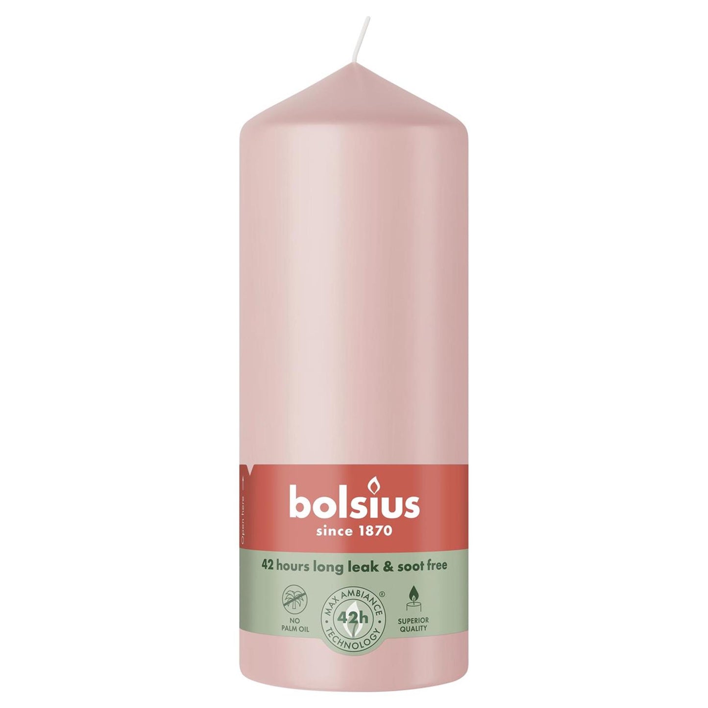 Bougie pilier Bolsius 150 58 rose brumeux