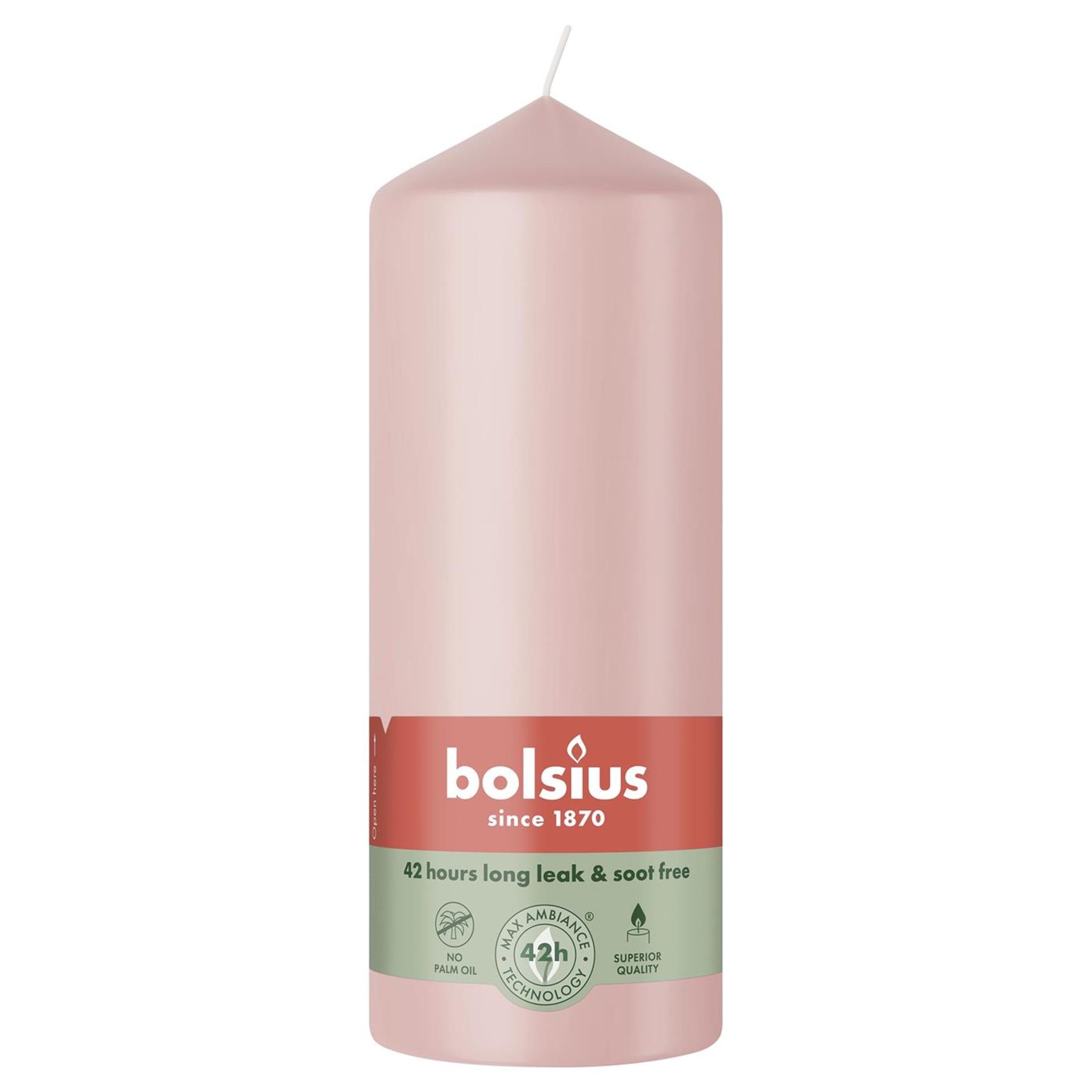 Bougie pilier Bolsius 150 58 rose brumeux