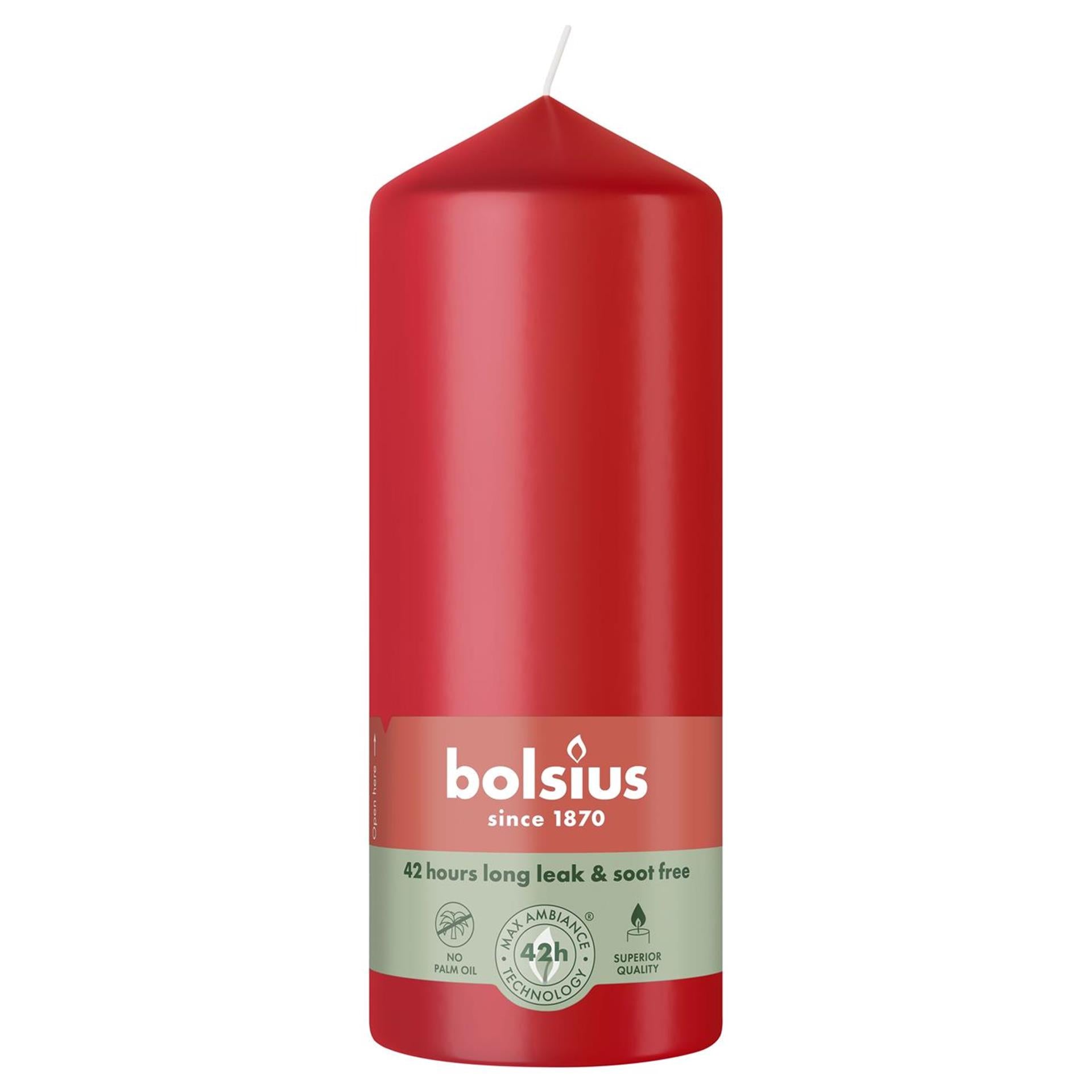 Bougie pilier Bolsius 150 58 rouge délicat