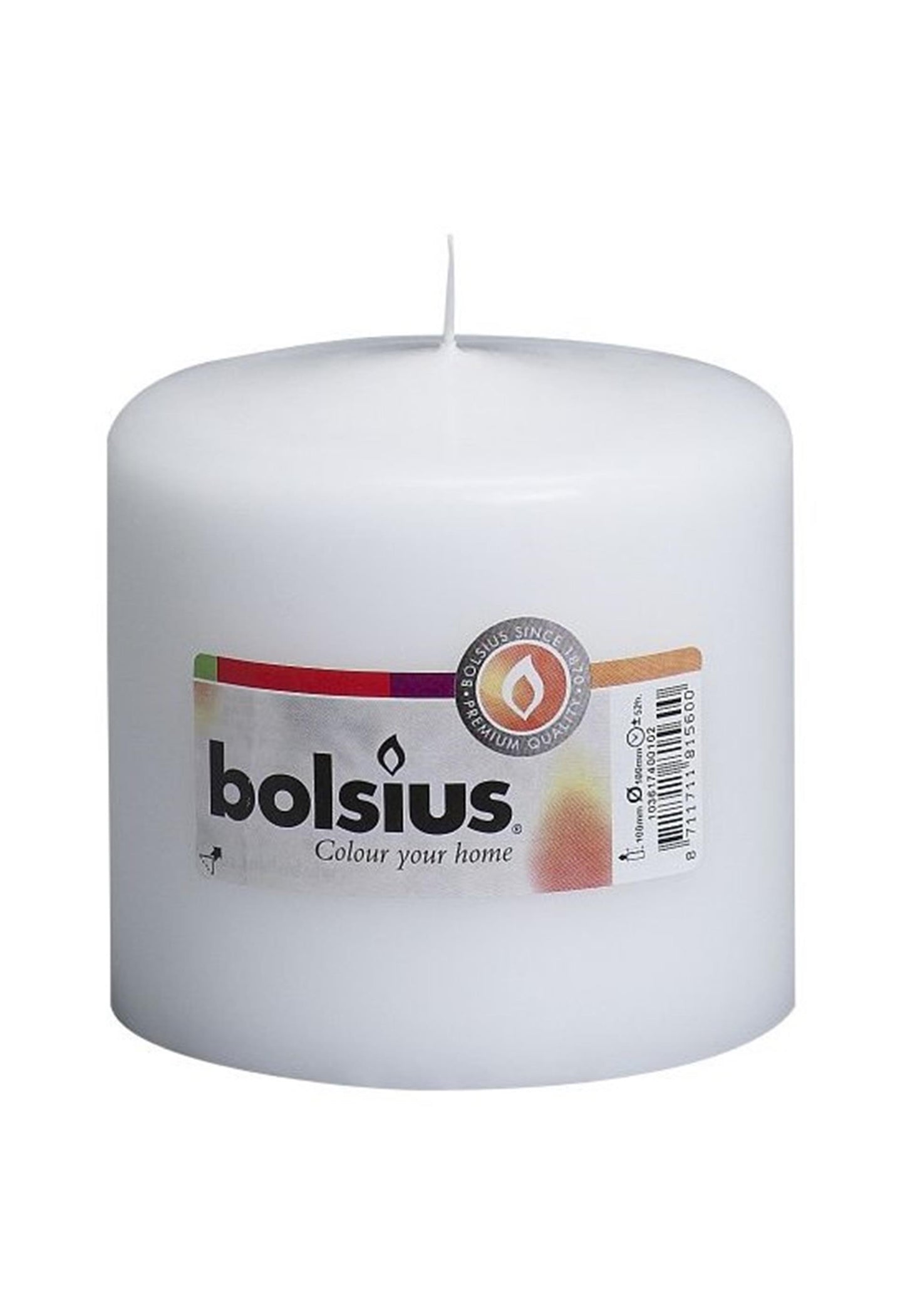 Bougie pilier Bolsius 100 100 mm blanc