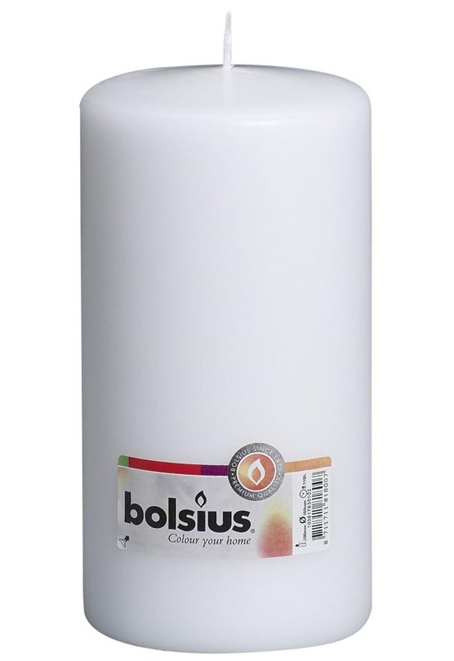 Bougie pilier Bolsius 200 100mm blanc
