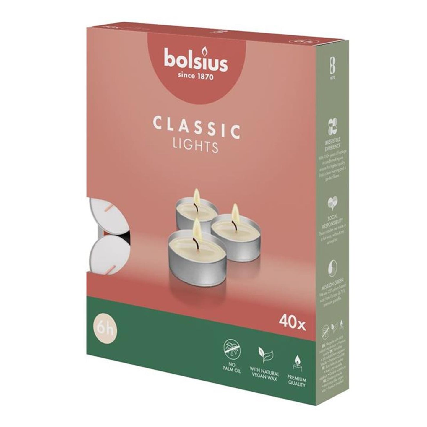 Bougie chauffe-plat Bolsius 6 heures boîte de 40 pièces