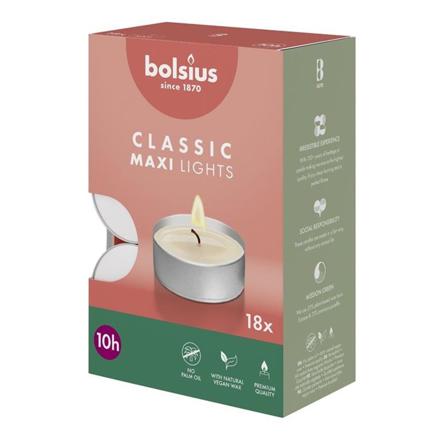 Bolsius maxi bougie chauffe-plat 10h boîte de 18 pcs