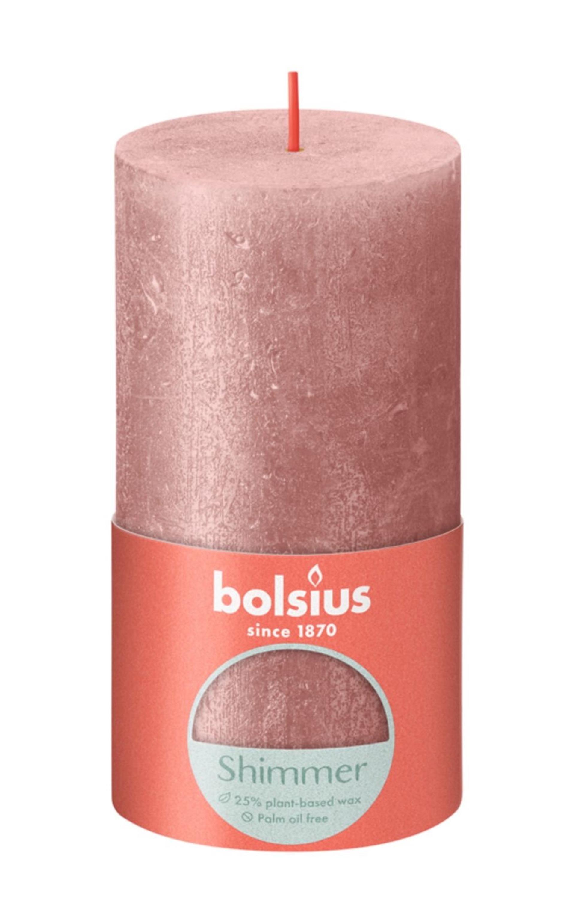 Bougie pilier rustique Bolsius 130 68 rose