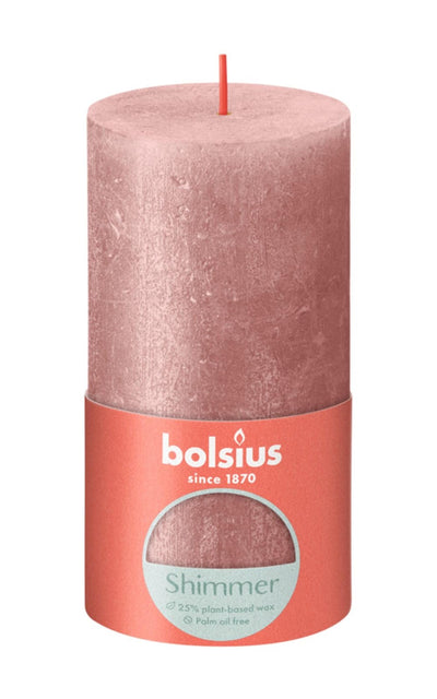 Bougie pilier rustique Bolsius 130 68 rose
