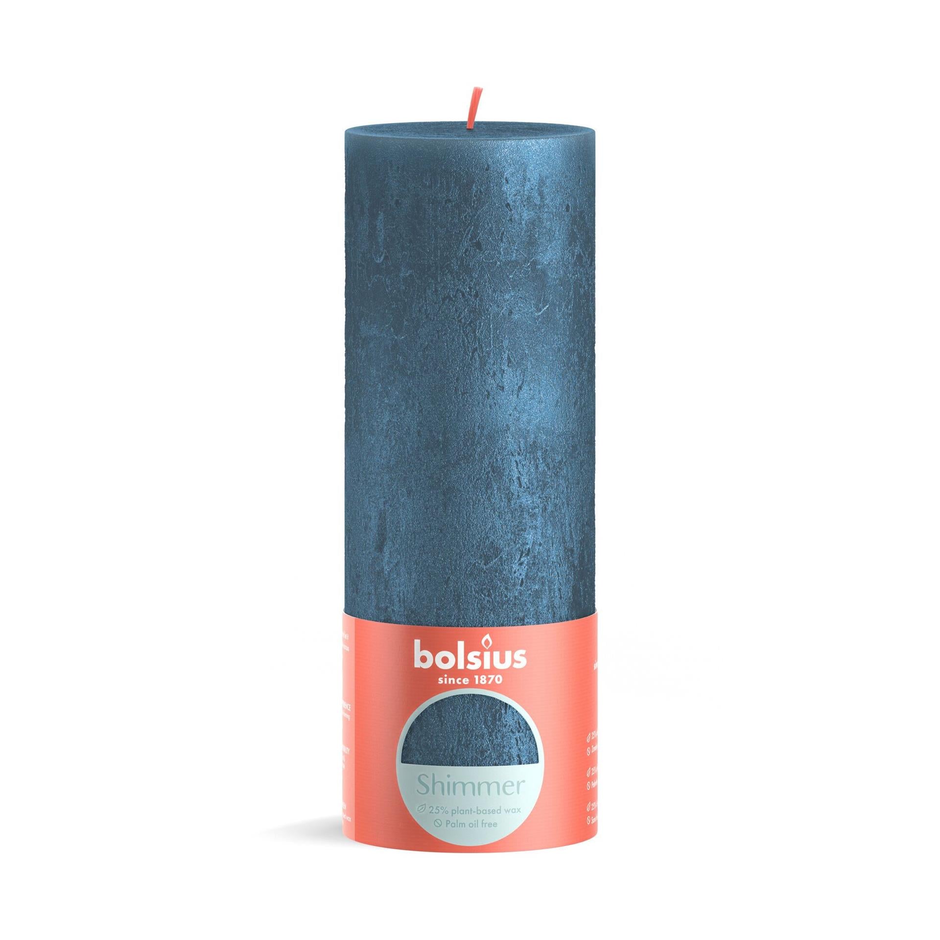 Bougie pilier Bolsius 190 68 bleu chatoyant