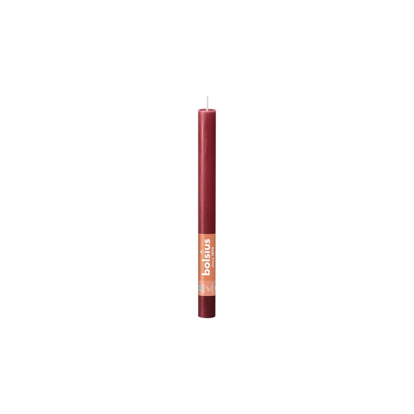 Bougie de table Bolsius 270 23 rouge rustique
