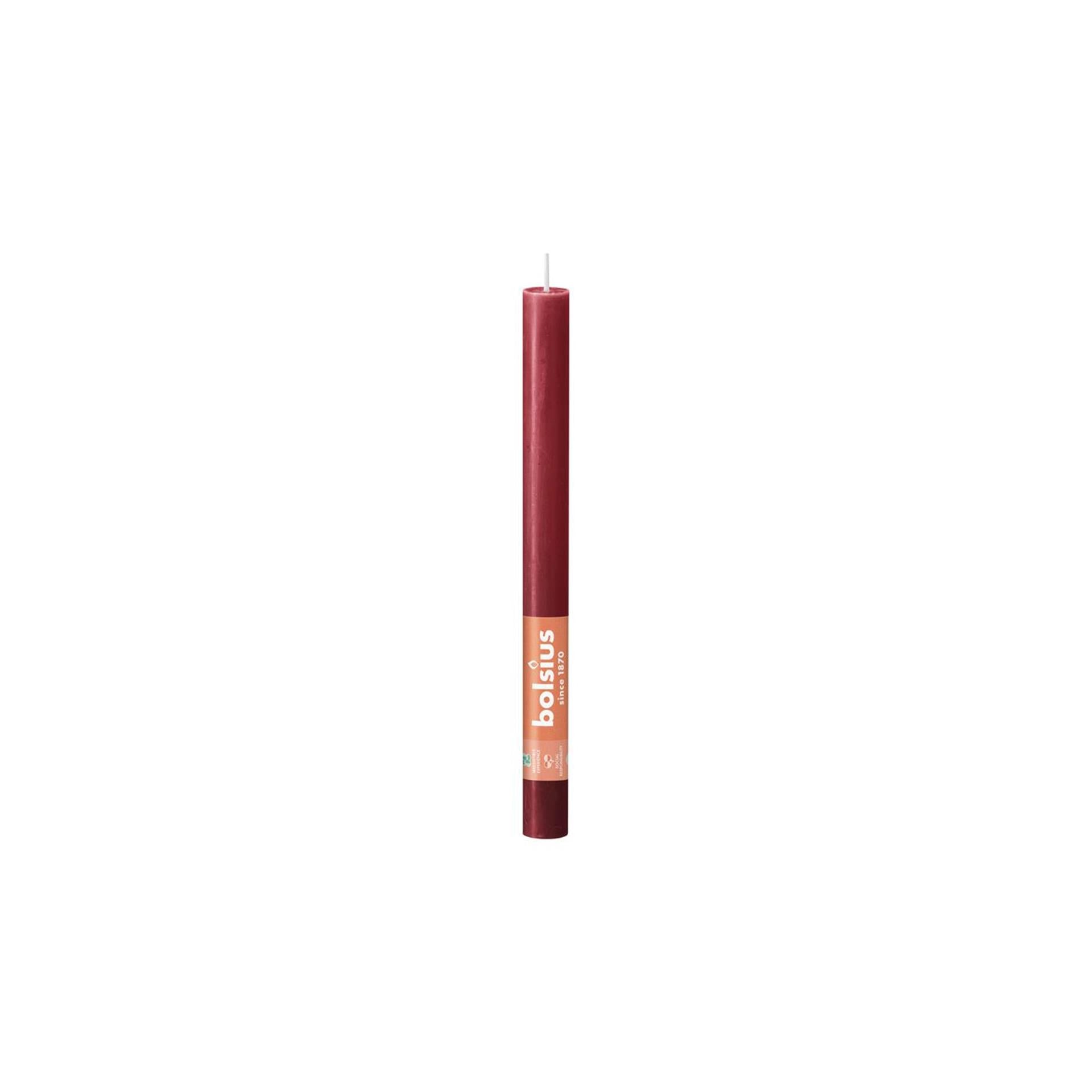 Bougie de table Bolsius 270 23 rouge rustique
