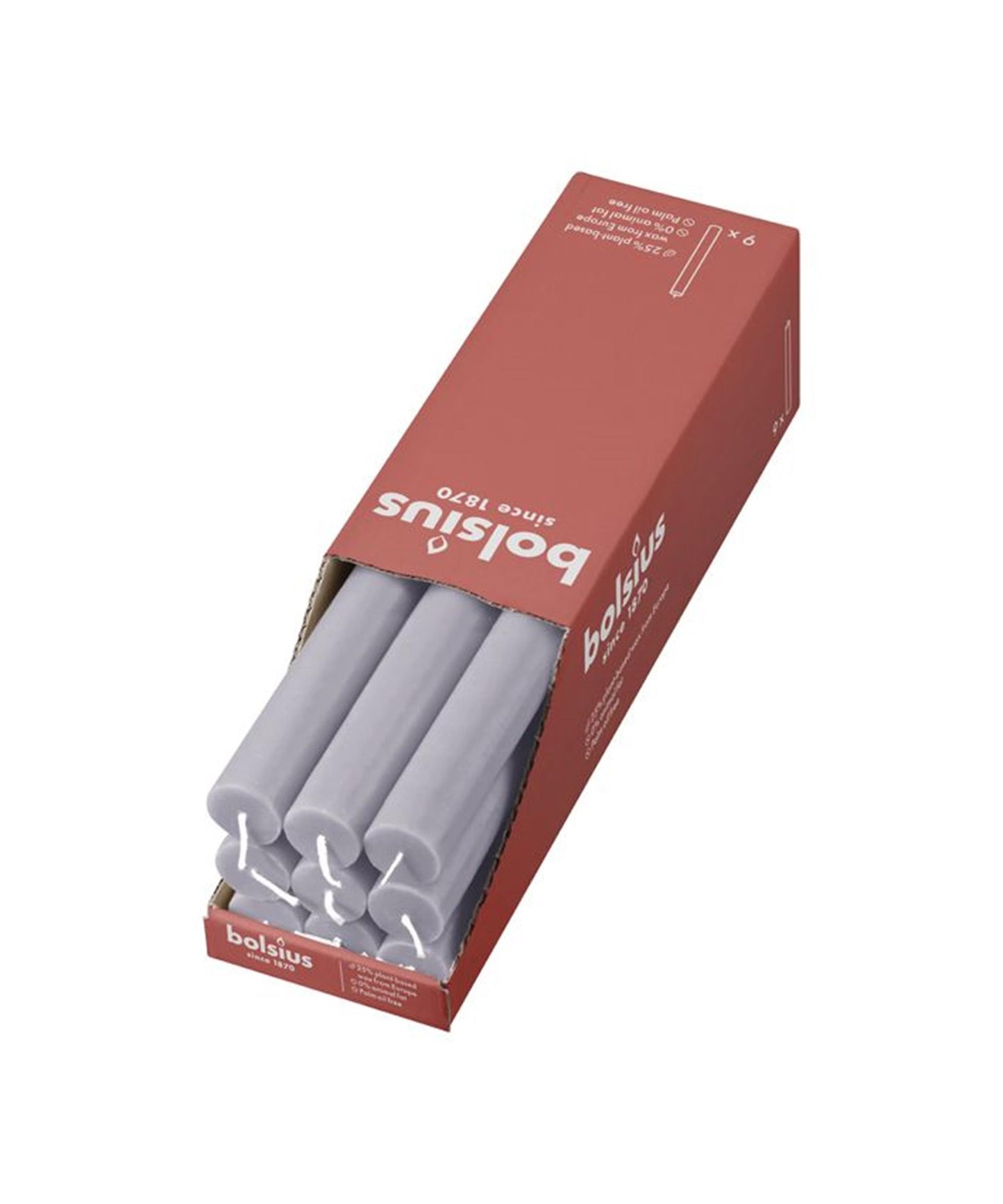 Bougie de table Bolsius lavande givrée 9 pcs.