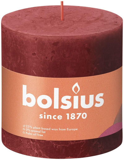 Bougie pilier rustique Bolsius 100 100 rouge