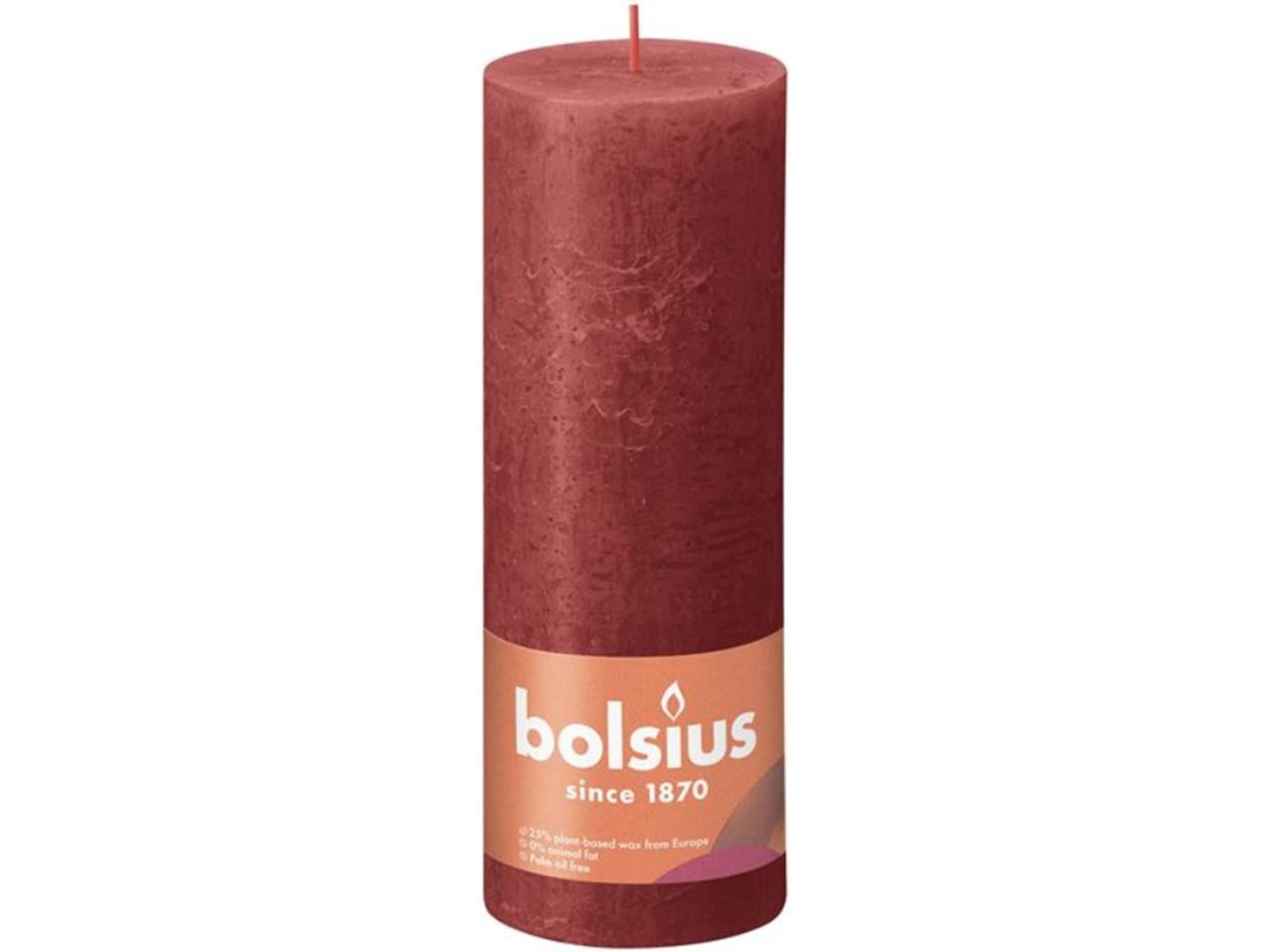 Bolsius Stub Bandle Rustique rouge 190x68 mm