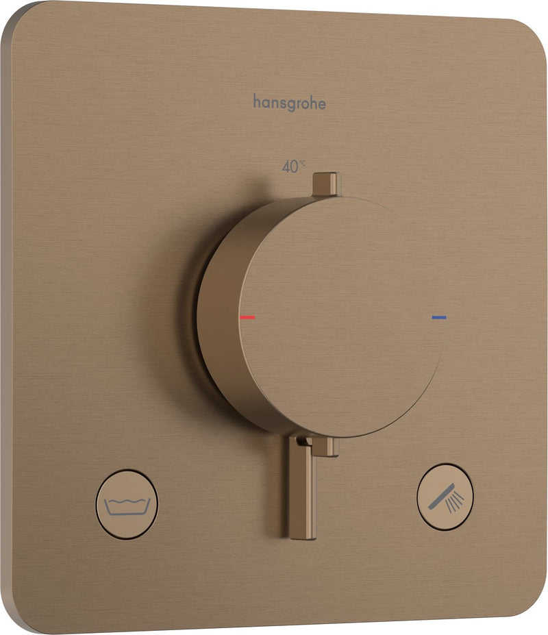 Hansgrohe ecostat confort q - thermostat intégré - 2 fonctions - thermostat de douche - combinaison de sécurité en1717 - bronze brossé