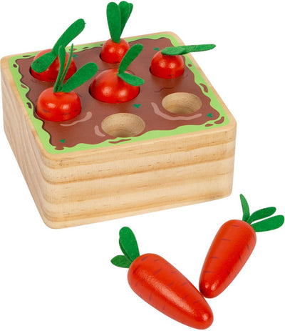 Jeu de forme de carotte en bois à petit pied, 8dlg.