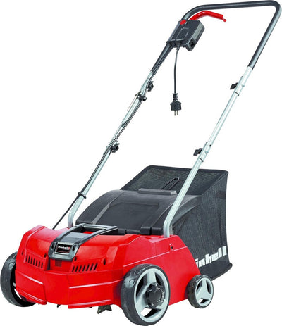 Aérateur scarificateur électrique Einhell GC-SA 1231 1 - 1200 W - pour pelouses jusqu'à 300 m² - profondeur de travail jusqu'à 9 mm - 16 couteaux - 45 griffes d'aération - bac de récupération 28 l