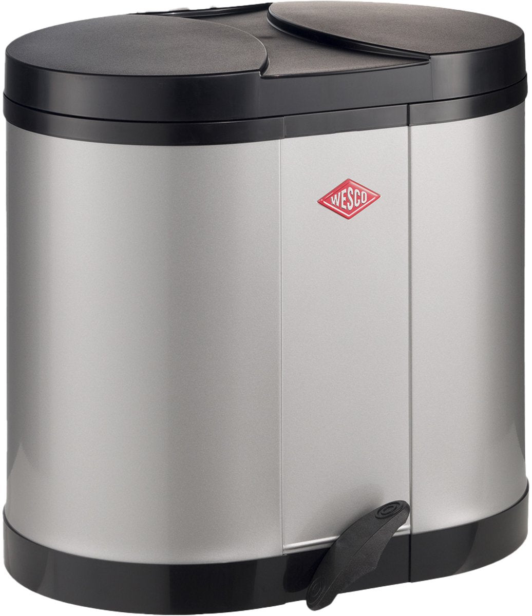 Poubelle éco-collecteur Wesco | 30 litres | poubelle à pédale duo (2x15 litres) | métal - argent | tri des déchets - fabriqué en Allemagne