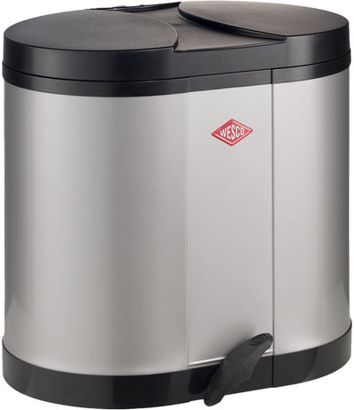 Poubelle éco-collecteur Wesco | 30 litres | poubelle à pédale duo (2x15 litres) | métal - argent | tri des déchets - fabriqué en Allemagne