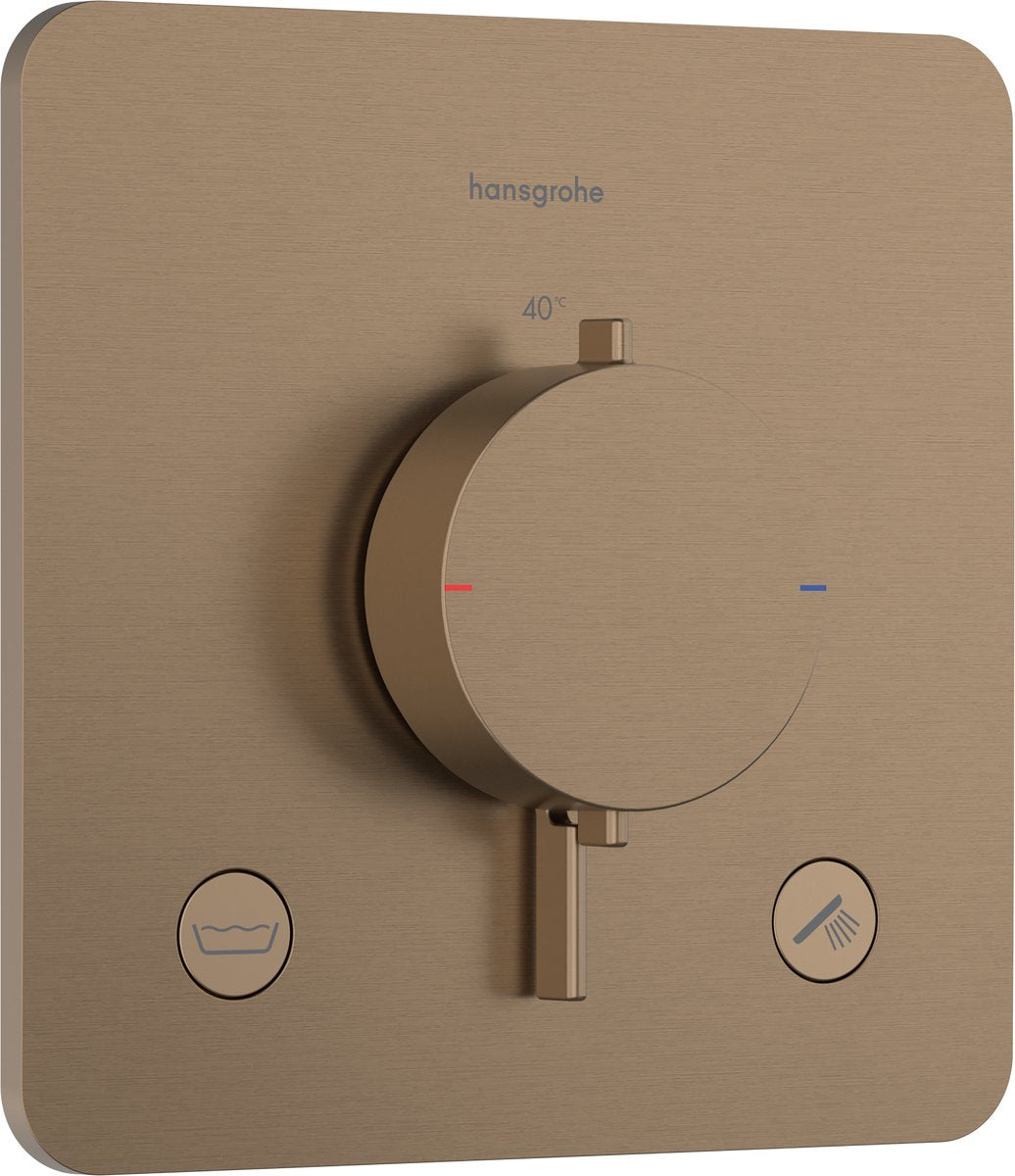 Hansgrohe ecostat confort q - thermostat intégré - 2 fonctions - thermostat de douche - combinaison de sécurité en1717 - bronze brossé