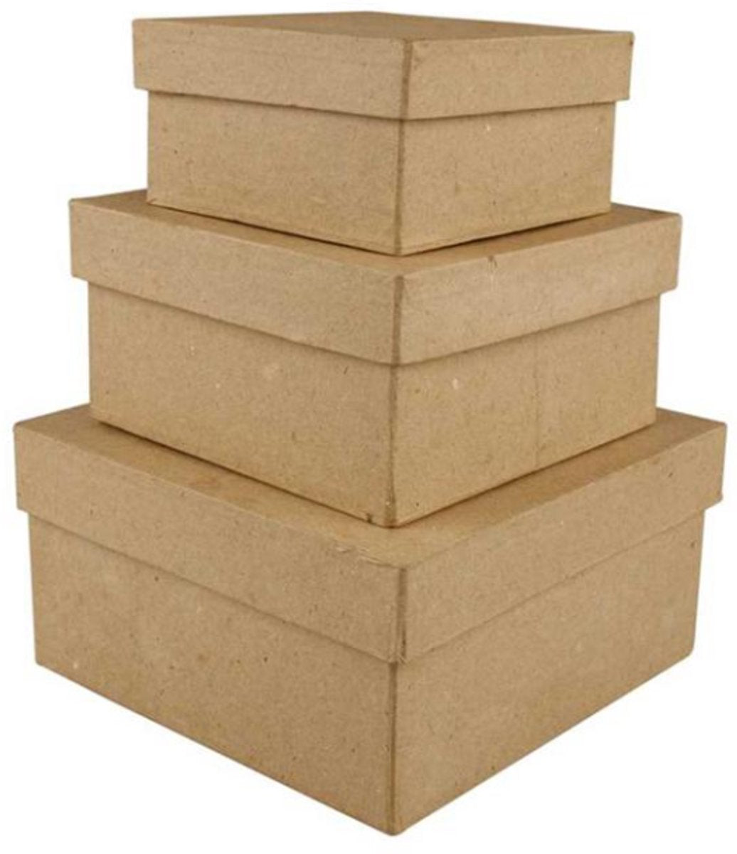 Boîtes carrées de Papier-Mâché, 3e.