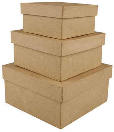 Boîtes carrées de Papier-Mâché, 3e.