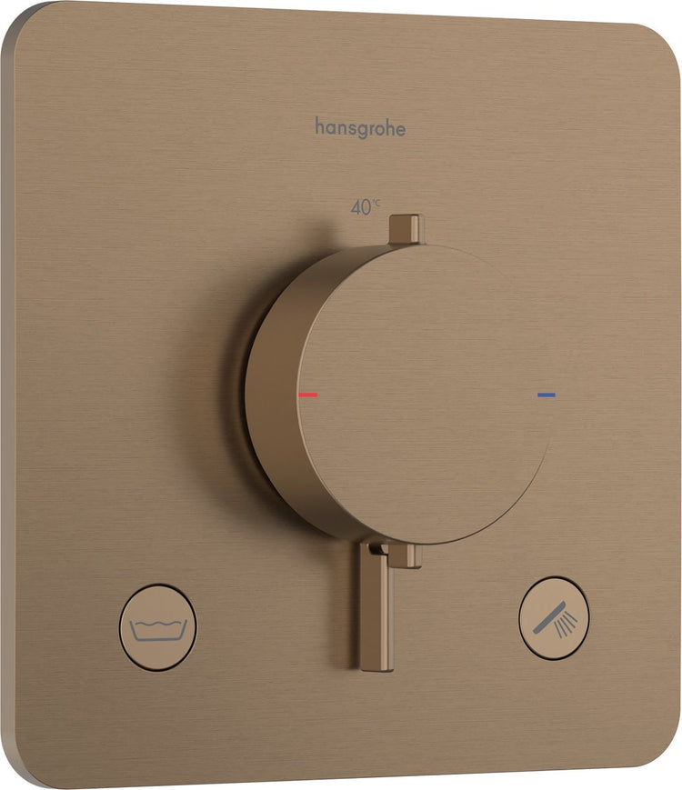 Hansgrohe ecostat confort q - thermostat intégré - 2 fonctions - thermostat de douche - combinaison de sécurité en1717 - bronze brossé