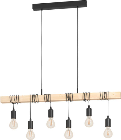 Lampe suspendue Eglo townshend - e27 - 100 cm - marron noir - bois fsc