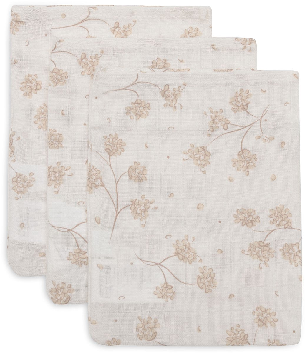 Jollein débarbouillettes hydrophiles 15x20cm - rêves feuillus - coton - 3 pièces