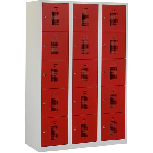 Casier nht 180-3.15 gris, rouge 1 200 x 500 x 1 800 mm