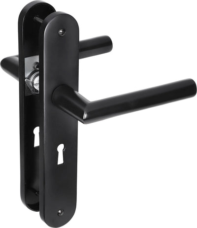Ferrures de porte intérieure Impresso London - bouclier de porte ovale avec vis et trou de serrure - aluminium - noir