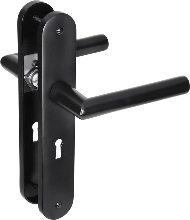 Ferrures de porte intérieure Impresso London - bouclier de porte ovale avec vis et trou de serrure - aluminium - noir