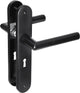 Ferrures de porte intérieure Impresso London - bouclier de porte ovale avec vis et trou de serrure - aluminium - noir