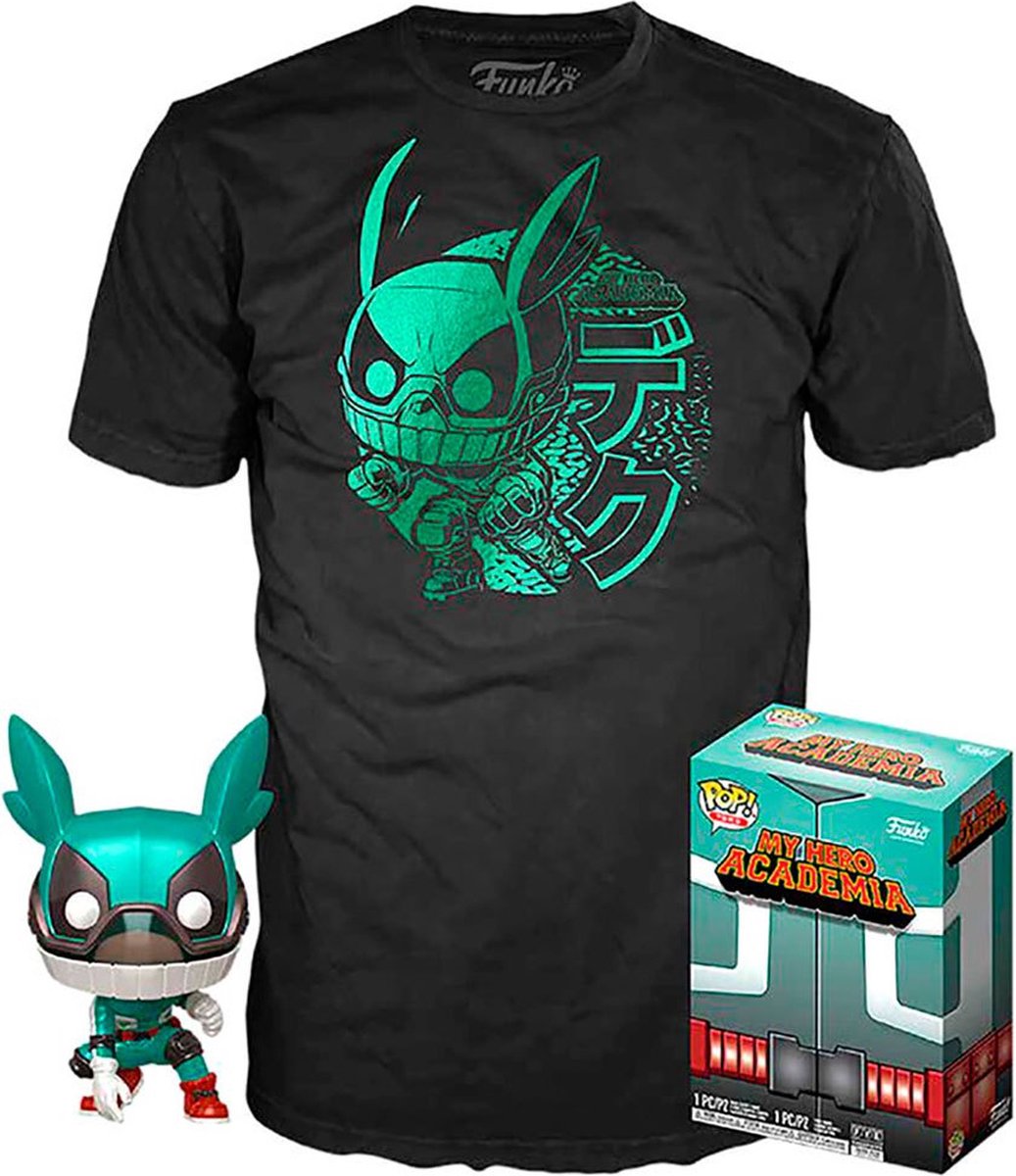Funko-pop ! my hero academia : set figurine et tee - deku avec casque taille l