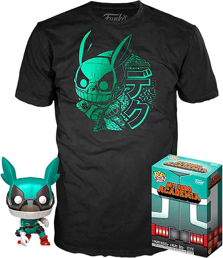 Funko-pop ! my hero academia : set figurine et tee - deku avec casque taille l