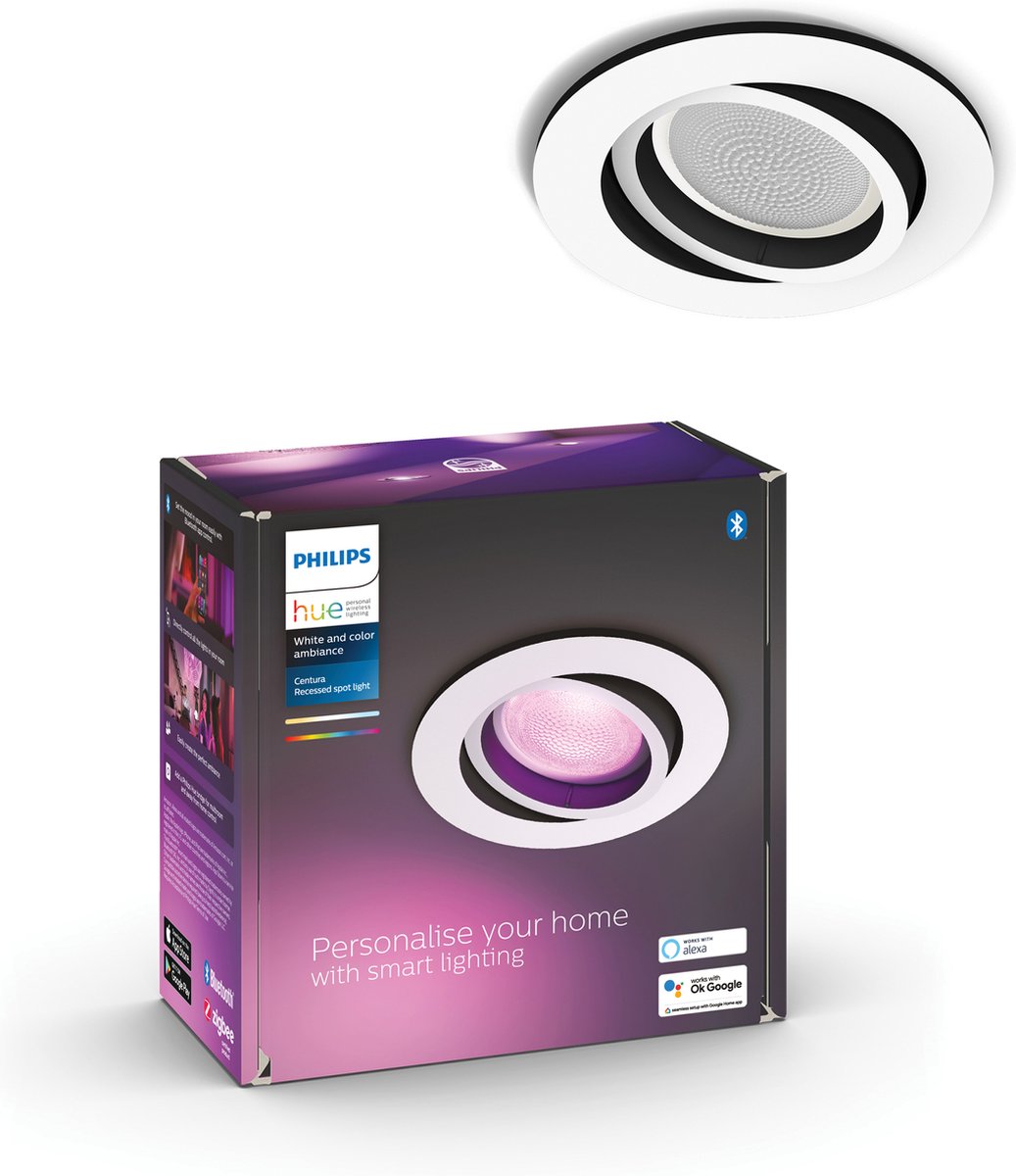 Spot encastrable Philips Hue Centura - blanc et blanc coloré - 1 pièce - blanc - rond - gu10