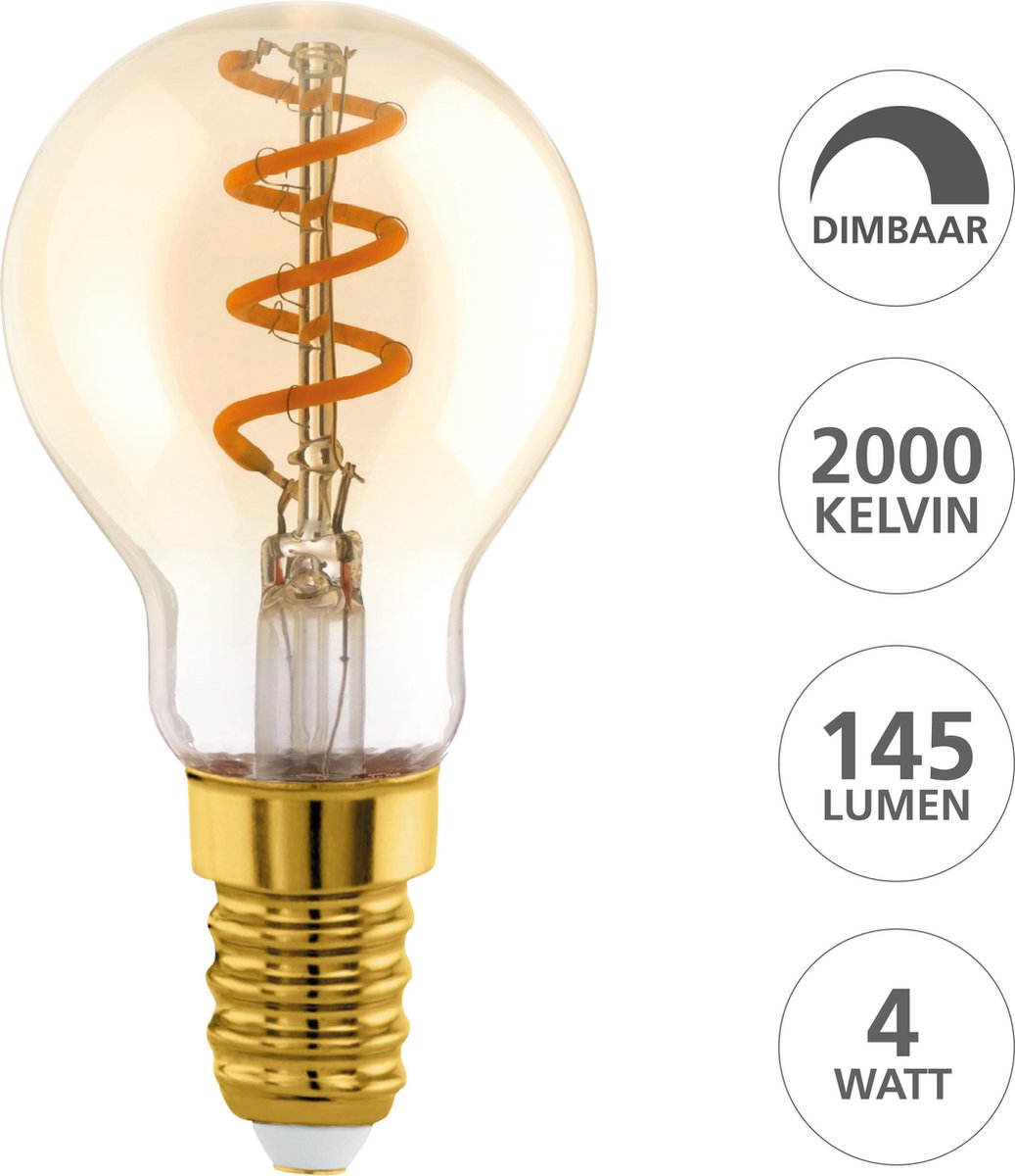 Lampe LED Eglo - e14 - ø 4,5 cm - p45 - ambre - 2000k - dimmable