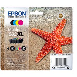 Cartouche d'encre Epson 603XL originale C13T03A64010 noir 3 couleurs 4 pièces